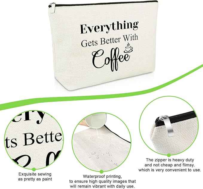Funny Coffee Gifts for Women Makeup Bag Coffee Lovers Gifts for Coffee Drinker Gift for Friend Friendship Coffee Barista Gifts Cosmetic Bag Christmas Birthday Gifts Novelty Coffee Gifts Cosmetic Pouch