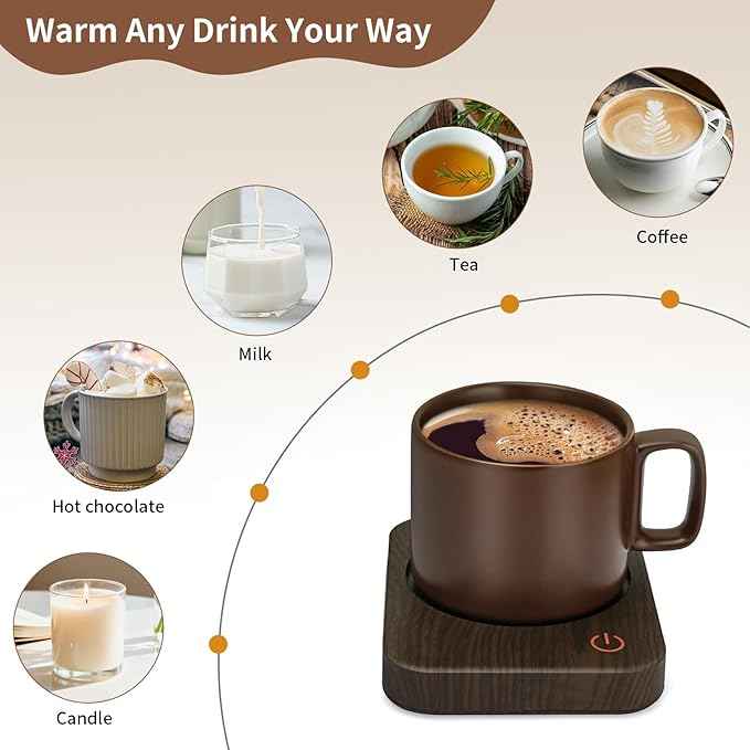 VOBAGA Mug Warmer Set, Coffee Mug Warmer for Desk with 11oz Ceramic Mug, Auto Shut Off & 3-Temp Settings, Smart Coffee Cup Warmer, House Warming Coffee Gift Set Valentine's Day Gift