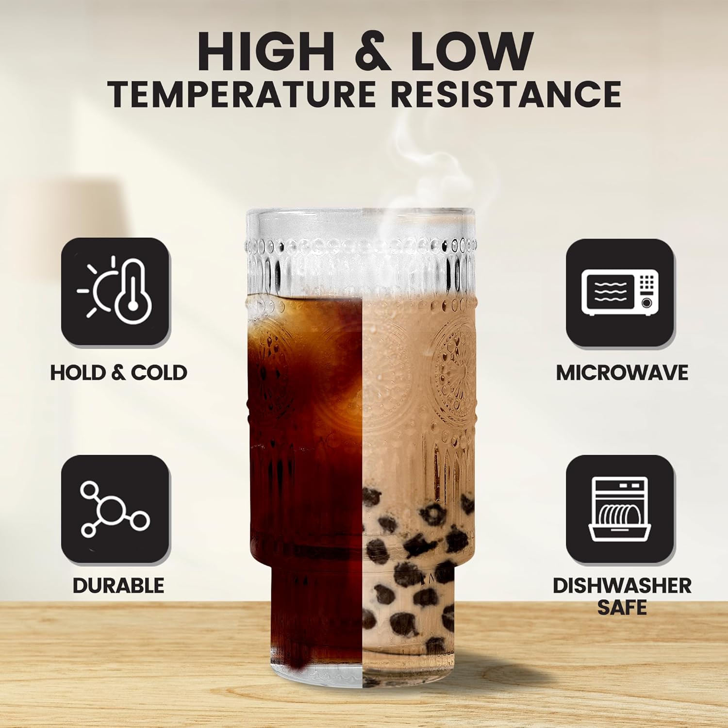 2 Pcs 11 oz Drinking Glasses Cups Set with Bamboo Lids Straws Brush Hobnail Small Drinking Glassware Set for Juice Iced Coffee Beer Cocktail Whiskey(Hobnail*2)