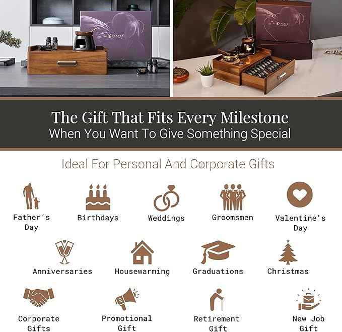 Shanik Functional Essential Oil Storage Drawer Box, Personalized with Custom Print, Natural Living and Wellness Oil Diffuser Organizer