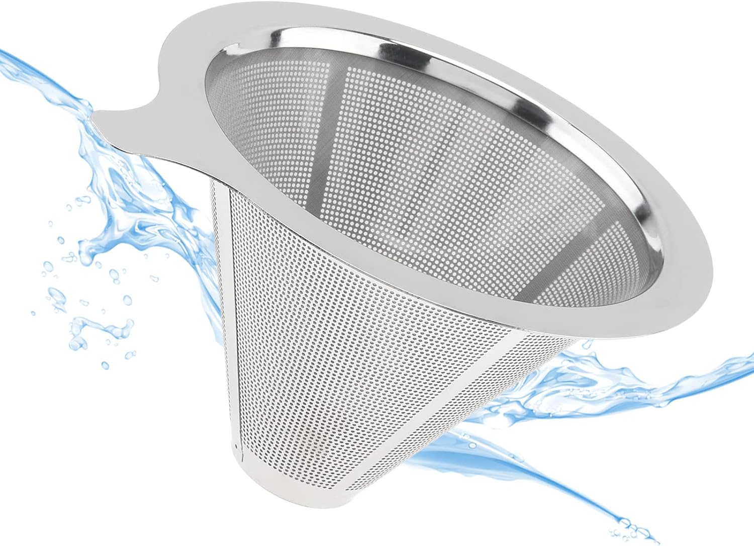 TQEONKL Pour Over Coffee Dripper,Paperless Reusable Coffee Filter,Metal Cone Reusable Single Cup Coffee Maker (2-4 cups)