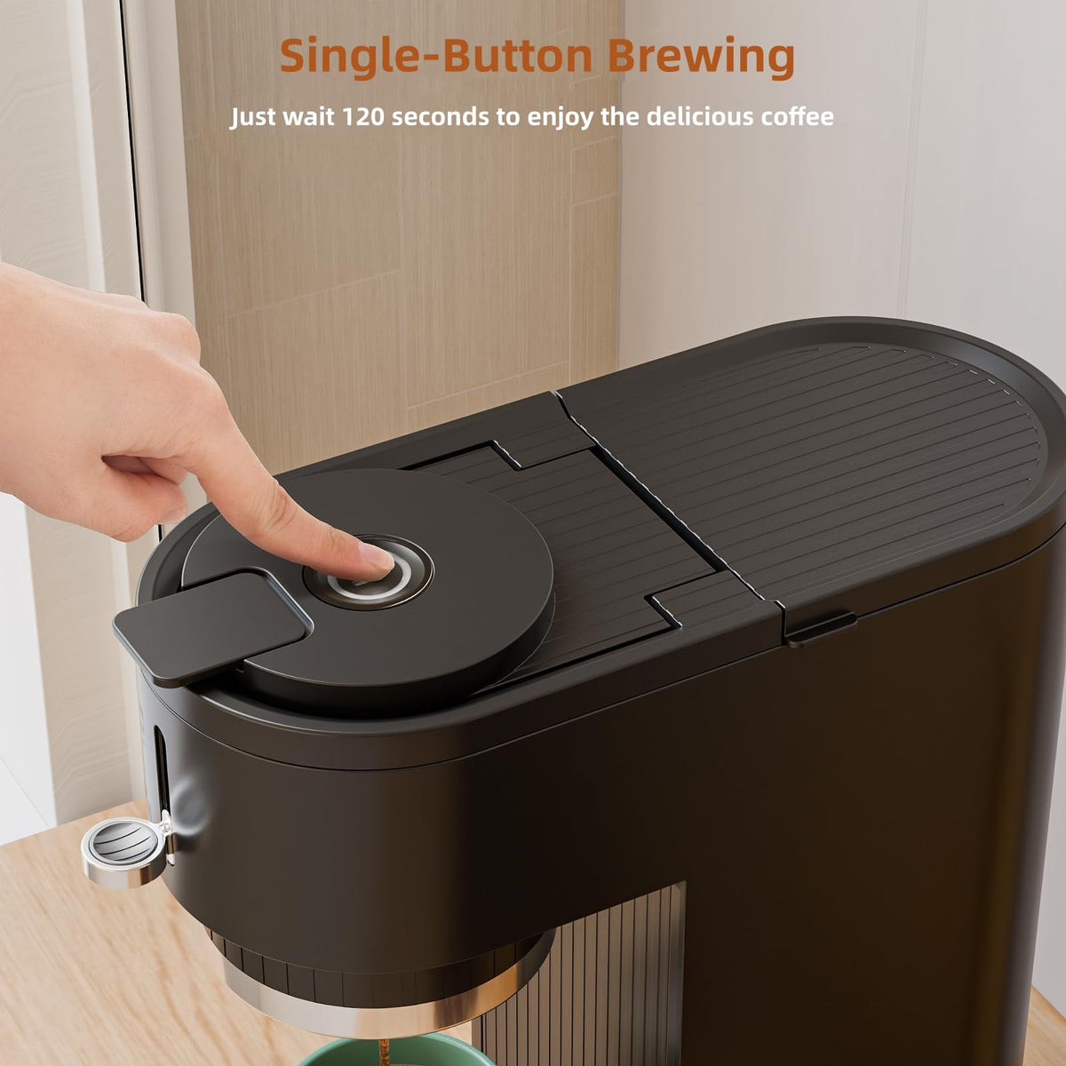 Slim single serve coffee maker with adjustable height funnel