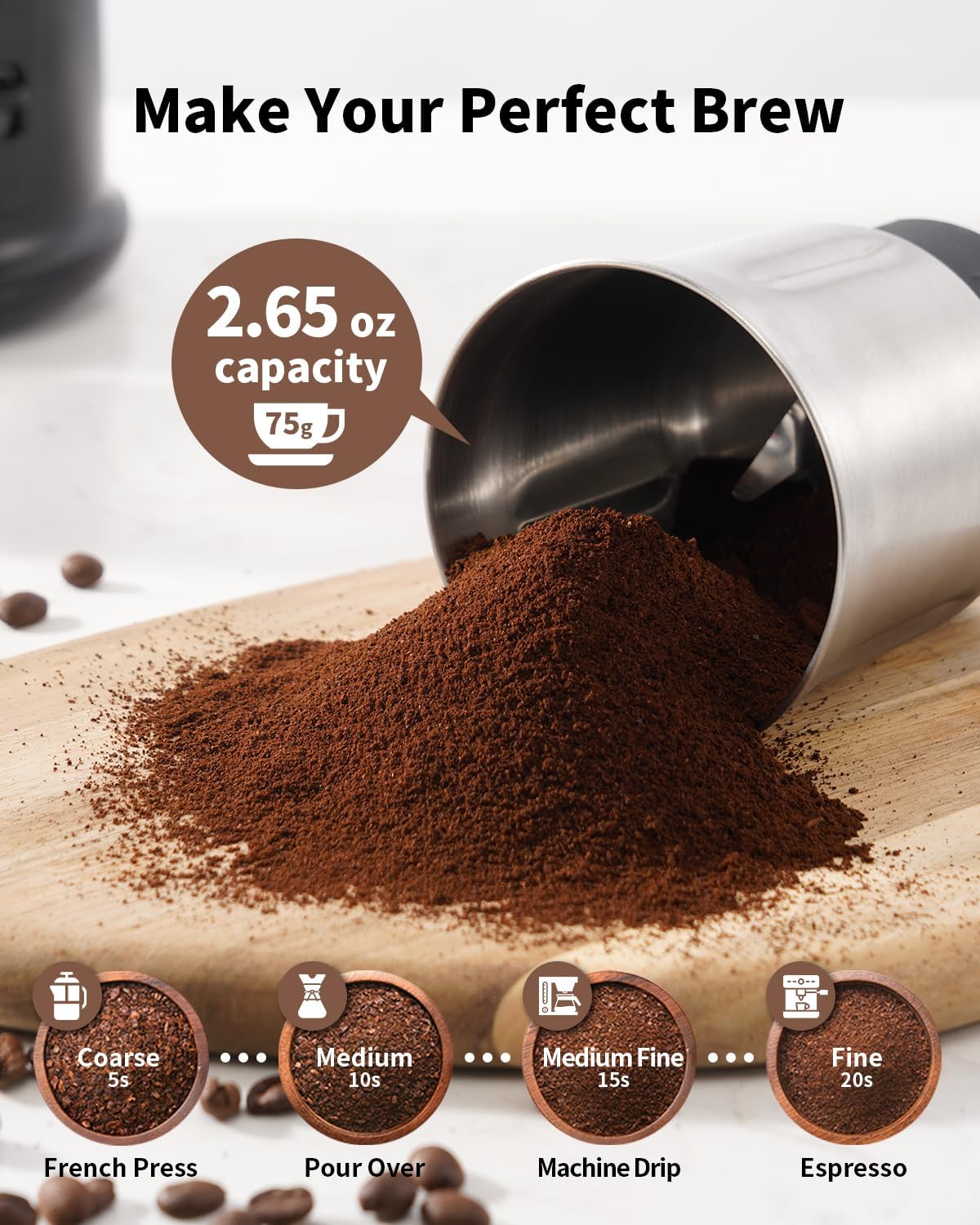 SHARDOR One Touch Coffee Grinder Electric, Spice, Herb, For Coffee Bean Spices and Seeds with 1 Removable Stainless Steel Bowl, Dry Grinder, Black