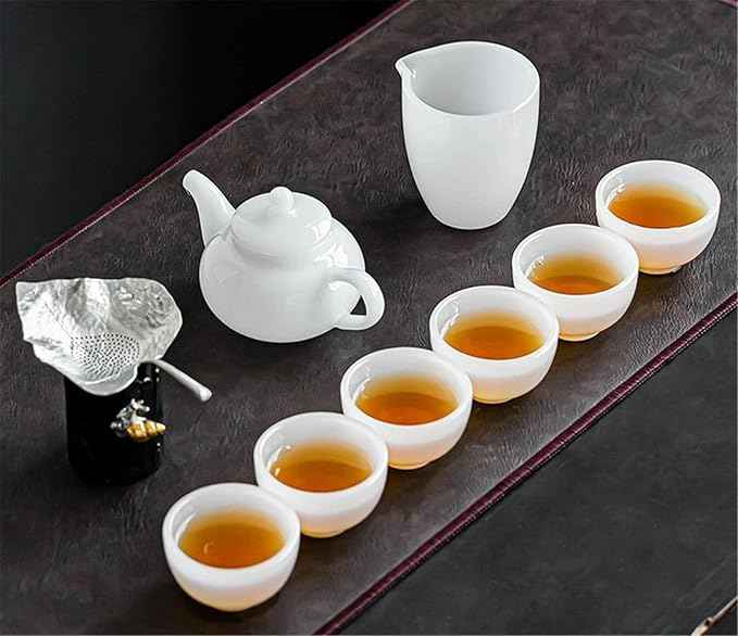 Glass Tea Set with Large Gaiwan and White Porcelain Teapot-suit5
