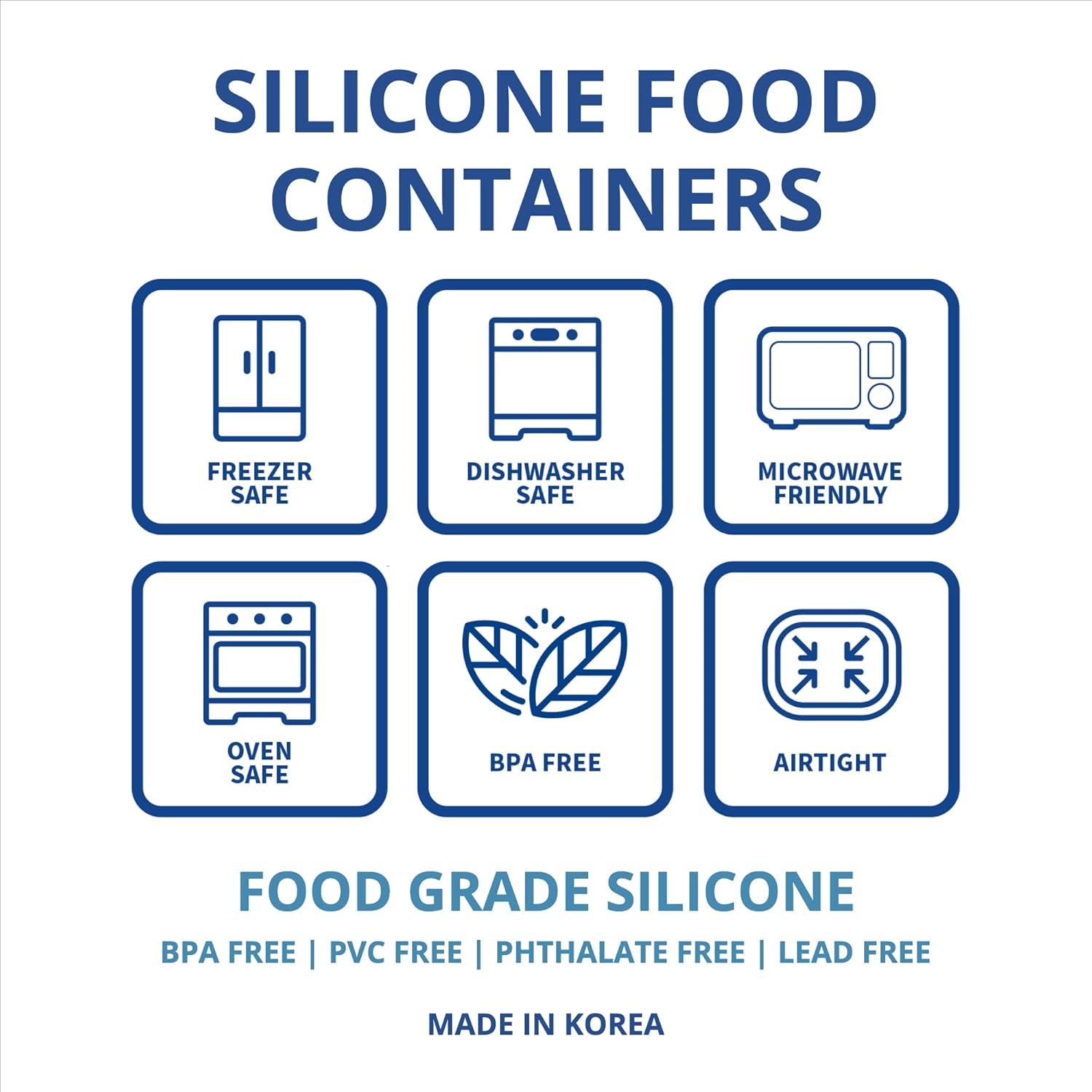 BLUE GINKGO Nesting Silicone Containers - Set of 3 Hard-Shell Silicone Food Storage Containers | BPA Free, Airtight, Dishwasher and Freezer Safe (6.7oz, 10oz, 20oz) - Blue - Blissbrew