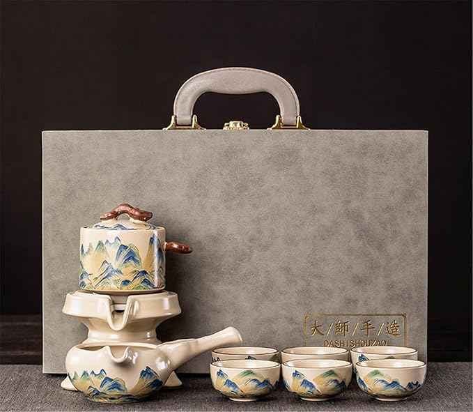 Ru Kiln Automatic Gongfu Tea Set, Rotating Pouring Teapot-suit10