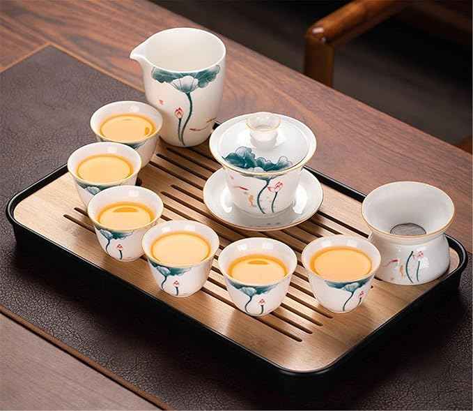 White Jade Porcelain Gongfu Tea Set, Gaiwan with Teacups-suit9
