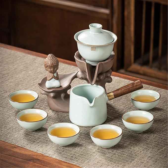 Ceramic Ge Kiln Automatic Tea Set, Easy Brewing Teapot and Cups-suit14