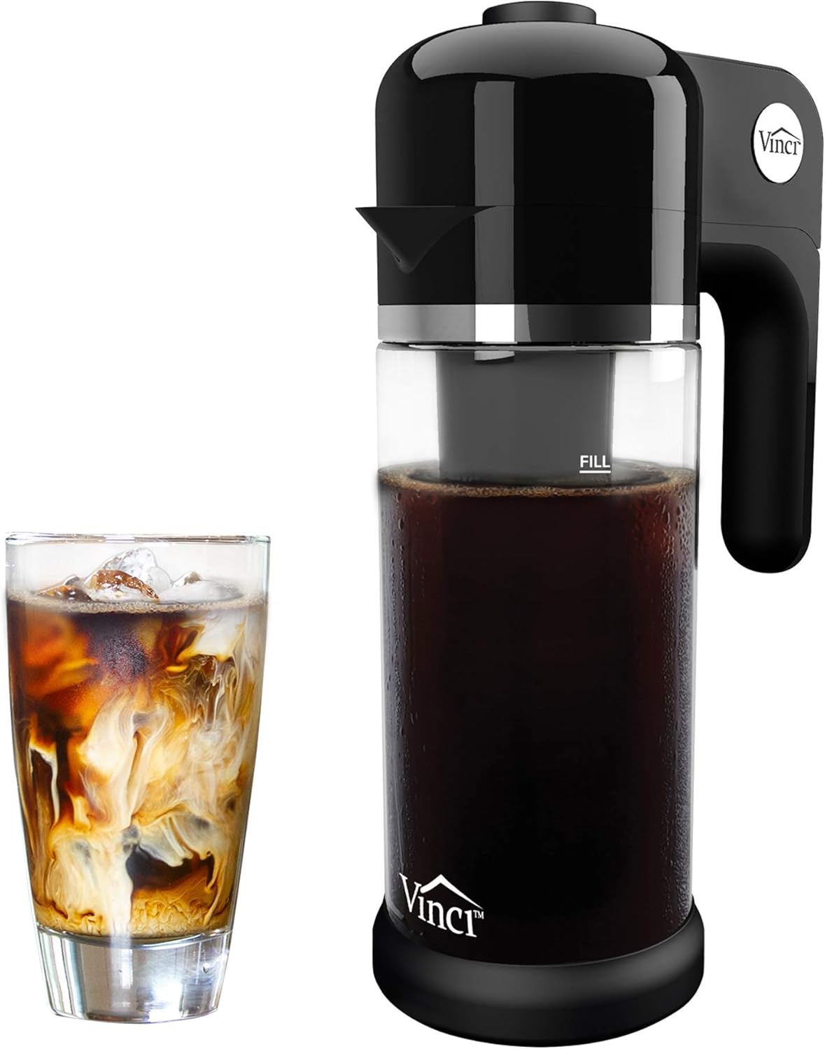 VINCI Express Cold Brew, Electric Cold Brew Coffee Maker in 5 minutes, 4 Brew Strength Settings & Cleaning Cycle, Easy to Use & Clean, Glass Carafe, Cold Brewer for Iced Coffee, 1.1 L Pitcher (37 oz) - Blissbrew
