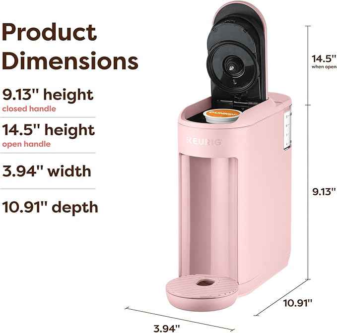 Keurig K-Mini Mate Single Serve K-Cup Pod Coffee Maker, Brews Up to 12 oz Cup, Compact Portable Coffee Machine for Small Spaces, Great for Dorms & Offices, Pink Sands