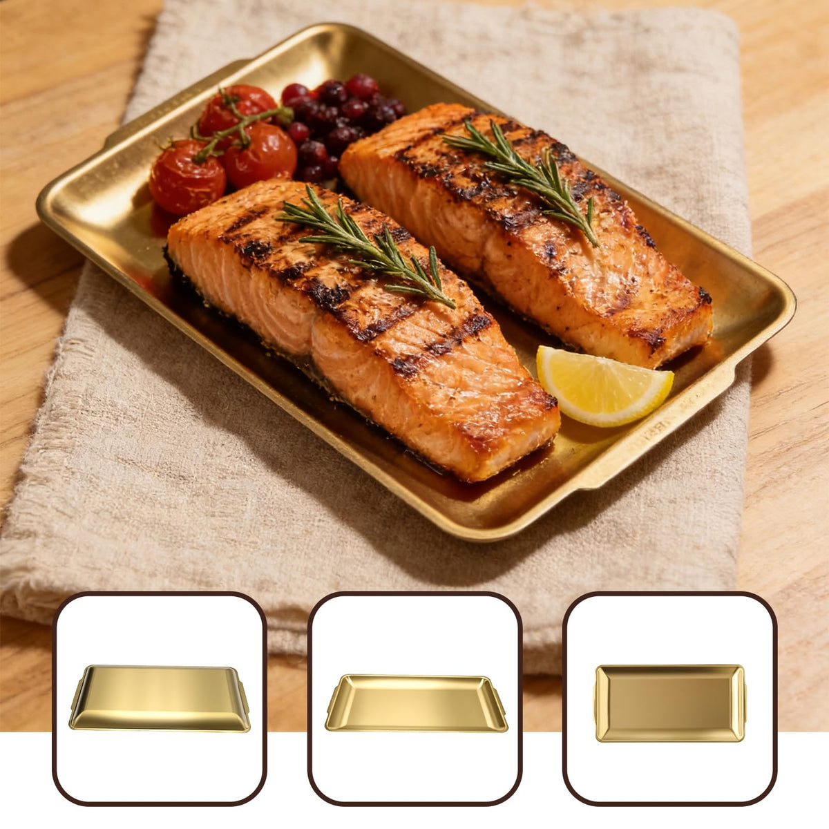 2Pcs 304 Stainless Steel Food Serving Trays