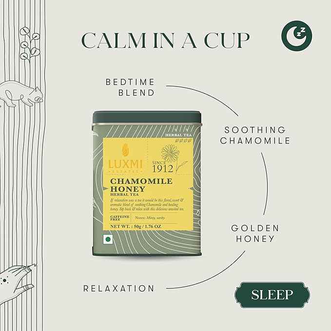 Luxmi Estates Chamomile Honey Loose Leaf Tea 50g/1.76oz (25 Cups) for Relaxation & Calm | Caffeine Free