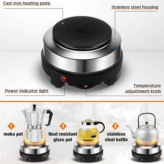 Pickmesh 4 Pcs Coffee Pot 6 Cup Electric Espresso Coffee Maker Set, 300ml Portable Cafetera Espresso, Espresso Coffee Machines, Electric Moka Pot with Detachable Base, Coffee Gift for Home Travel