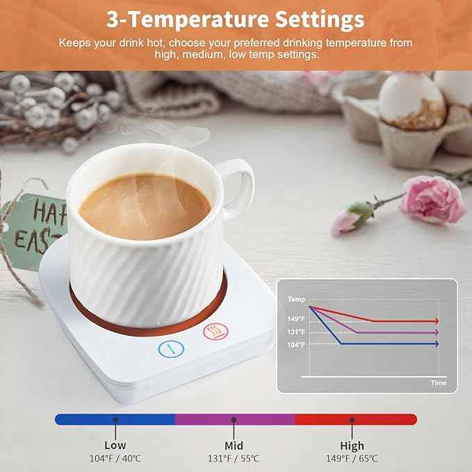 VOBAGA Coffee Warmer & Mug Warmer for Home Office Home Desk with 4H Auto Shut Off, Electric Cup Warmer Plate with 3 Temperature Settings for Tea, Water, Cocoa, Coffee Gifts Accessories for Women Men
