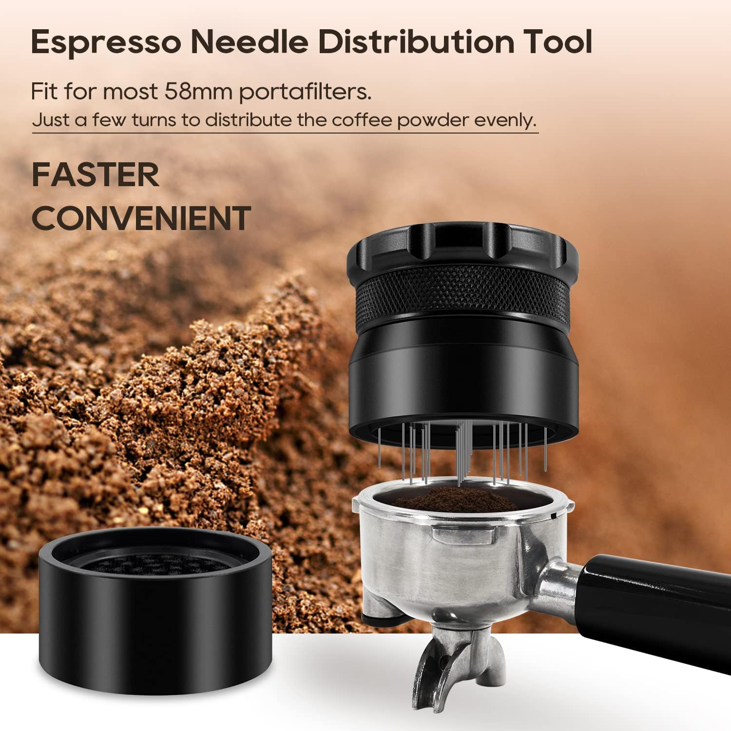 WDT Tool Espresso Stirrer, 22 Needle Espresso Distribution Tool for 58mm Portafilters, Professional Espresso Distributor Coffee Powder Stirring Tool, Black