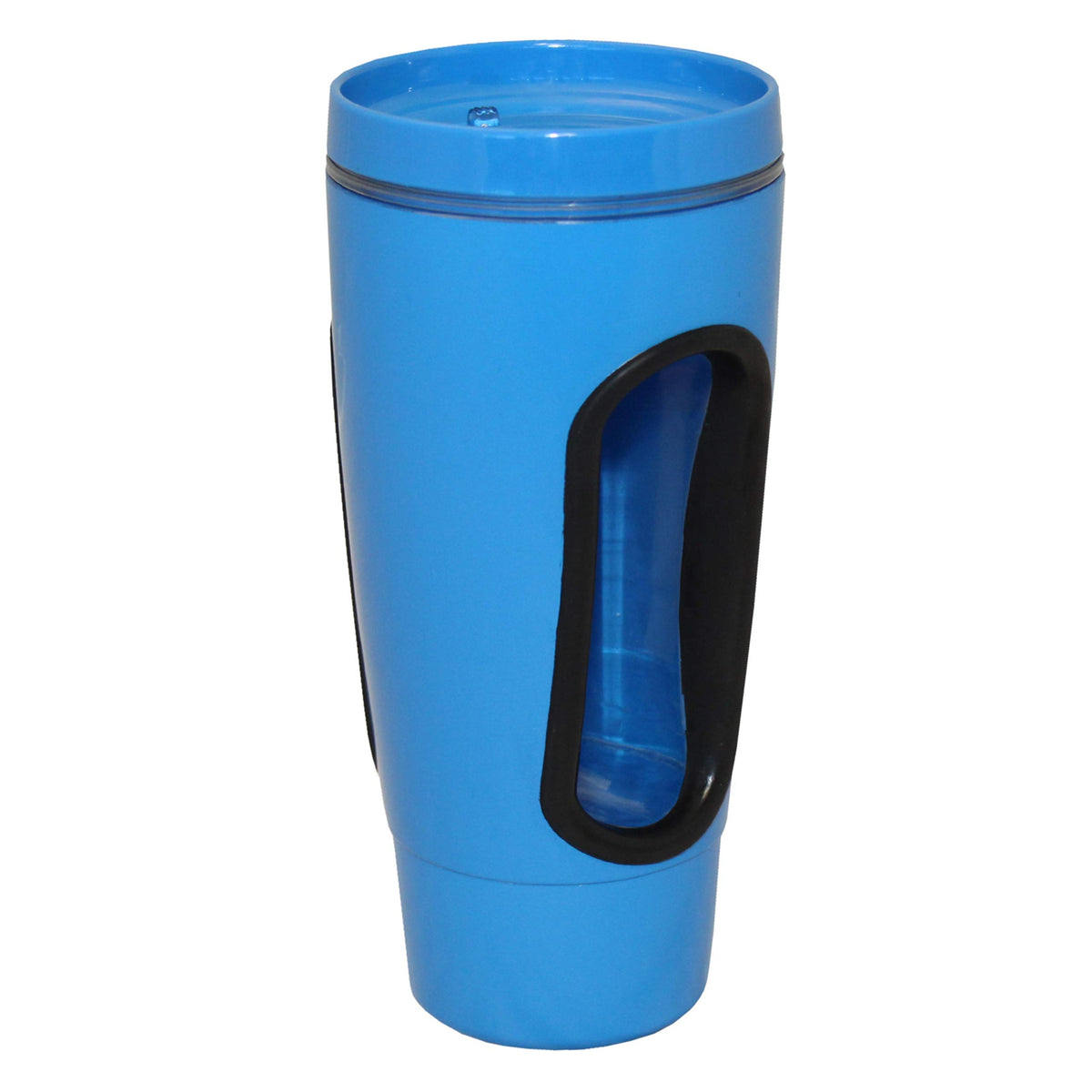Hand-in mug lid with sliding lever closure