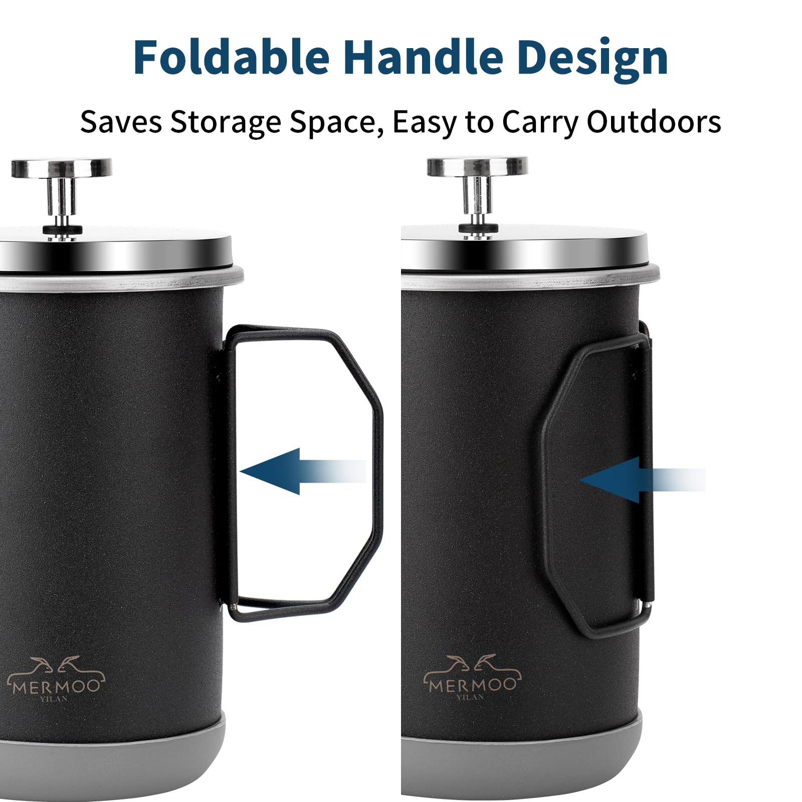 32oz Camping French Press Foldable Handle Stainless Steel