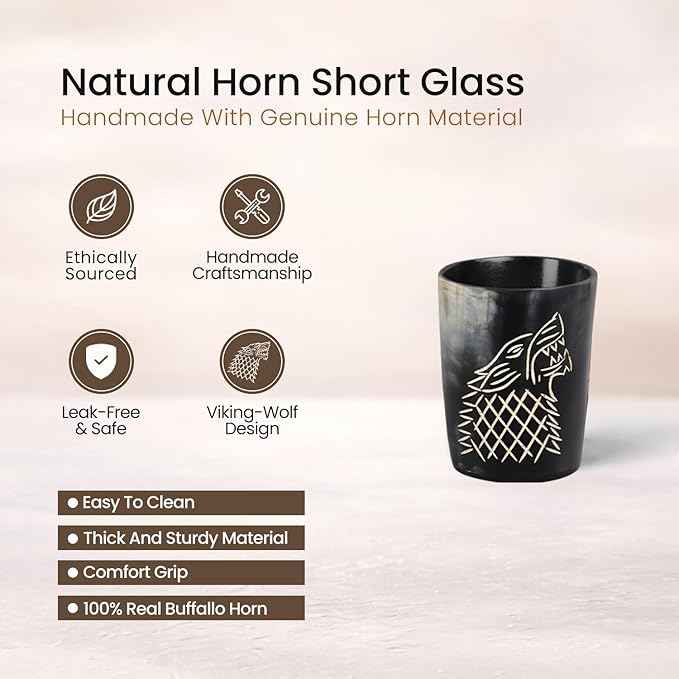 Handicrafts Home Viking Horn Shot Glasses Set of 8, Handmade Natural Ox Horn, Rustic Viking Drinkware Whiskey Shot Cups, Father’s day Gifts, Birthday Gifts for Men, Room Decor for Men
