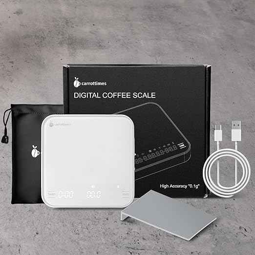 Rechargeable Mini Coffee Scale with Timer, 2kg/0.1g Precision Espresso Scale, Portable Coffee Weight Scale w/ 4 Modes for Espresso and Pour-Over Coffee (White)