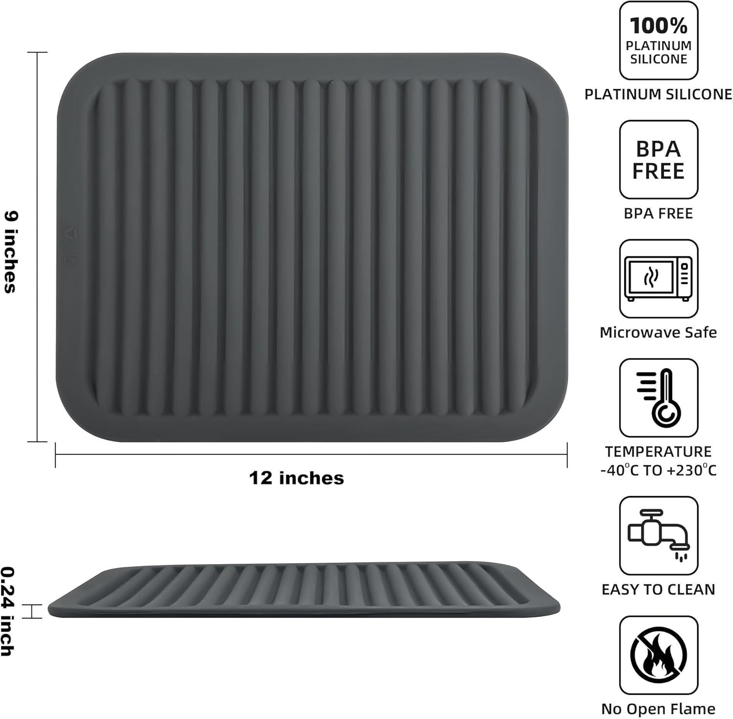 Silicone Trivet Mat for Hot Pots and Pans, Heat Resistant Silicone Mat, Multipurpose Trivets Mats, Flexible Durable Blue Hot Pads for Countertops, Non-Slip Rectangular Pad Pot Holder 2 Set