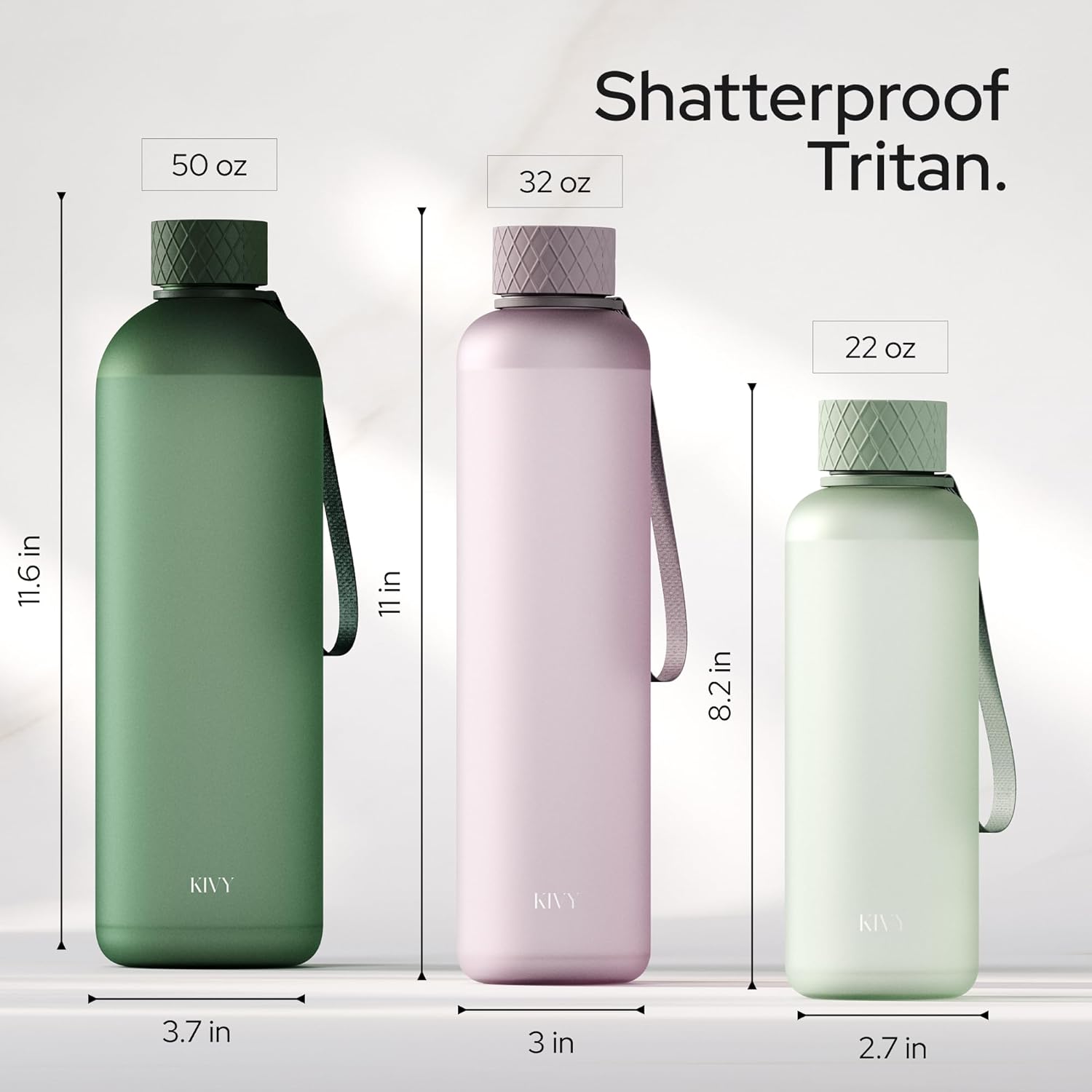 KIVY Slim Water Bottle 50oz [Lightweight & Shatterproof] - Reusable Tritan Water Bottle - Leak Proof Water Bottle for Women & Men - No Spill - Dishwasher Safe‚