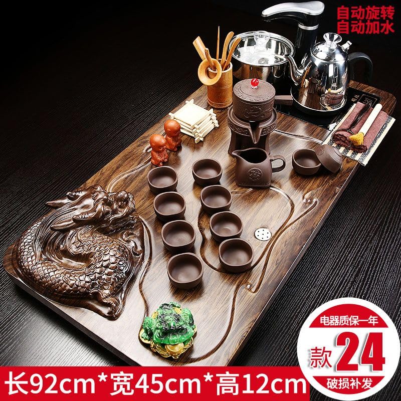 WW P09L2115215 全自动 Kungfu Tea Set Automatic Teapot Set 茶盘 Chinese Gongfu Tea Set Gift Box 茶具套装家用陶瓷功夫茶具智能电磁炉茶台茶道 Solid wood Chinese Teaset 实木整套