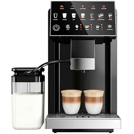 Automatic Espresso Machine, 20 Bar Coffee Maker with Grinder Built in Milk Frother, 15-Grind Settings Fully Automatic Espresso Machine with Touch Screen, Auto Self-Cleaning for Cappuccino & Latte