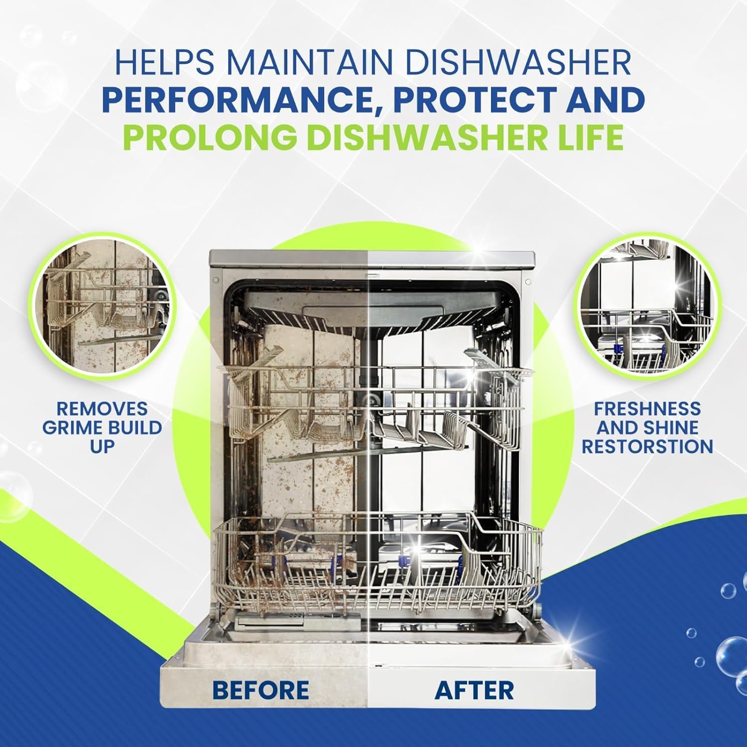 True Fresh Dishwasher Cleaner & Deodorizer Tablets 18-Pack, 20g Each - Powerful Limescale & Odor Removal - Deep Clean for Sparkling Dishwashers - Safe, Effective, and Compatible with All Models - Blissbrew
