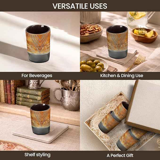 Handicrafts Home Viking Horn Shot Glasses Set of 8, Handmade Natural Ox Horn, Rustic Viking Drinkware Whiskey Shot Cups, Father’s day Gifts, Birthday Gifts for Men, Room Decor for Men