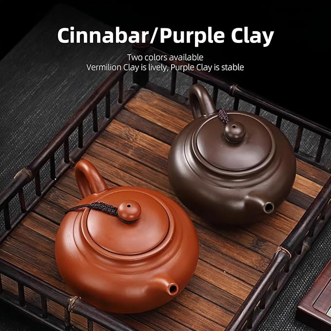Yixing Purple Clay Tea Pot, Chinese Handmade Xishi Teapot, Pottery Zisha Sand Mud Kungfu Tea Set Kettle 14oz Zini