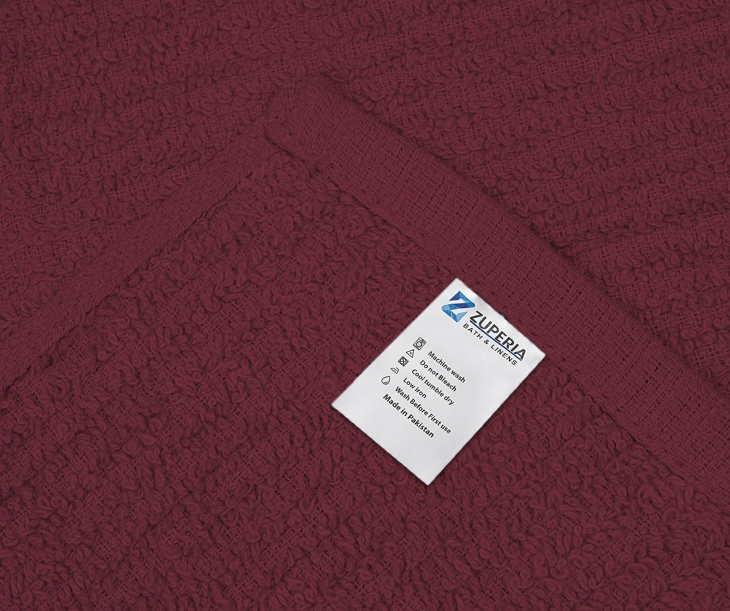 ZUPERIA Bar Mop Kitchen Towels - Pack of 12 (16"x19”)100% Ring Spun Cotton - Dish Washcloths For Superb Cleaning and Less Lint - Highly Absorbent Dish Cloths and Dish Towels For Everyday use(Burgundy)