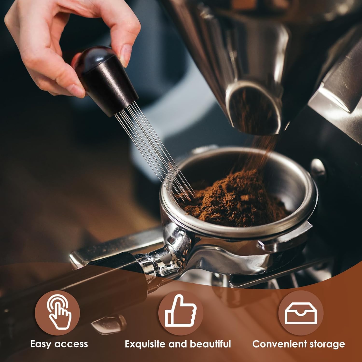 WDT Espresso Distribution Tool- 0.3mm 8 Needle Coffee Stirrer, Precision Espresso Distributor for Baristas
