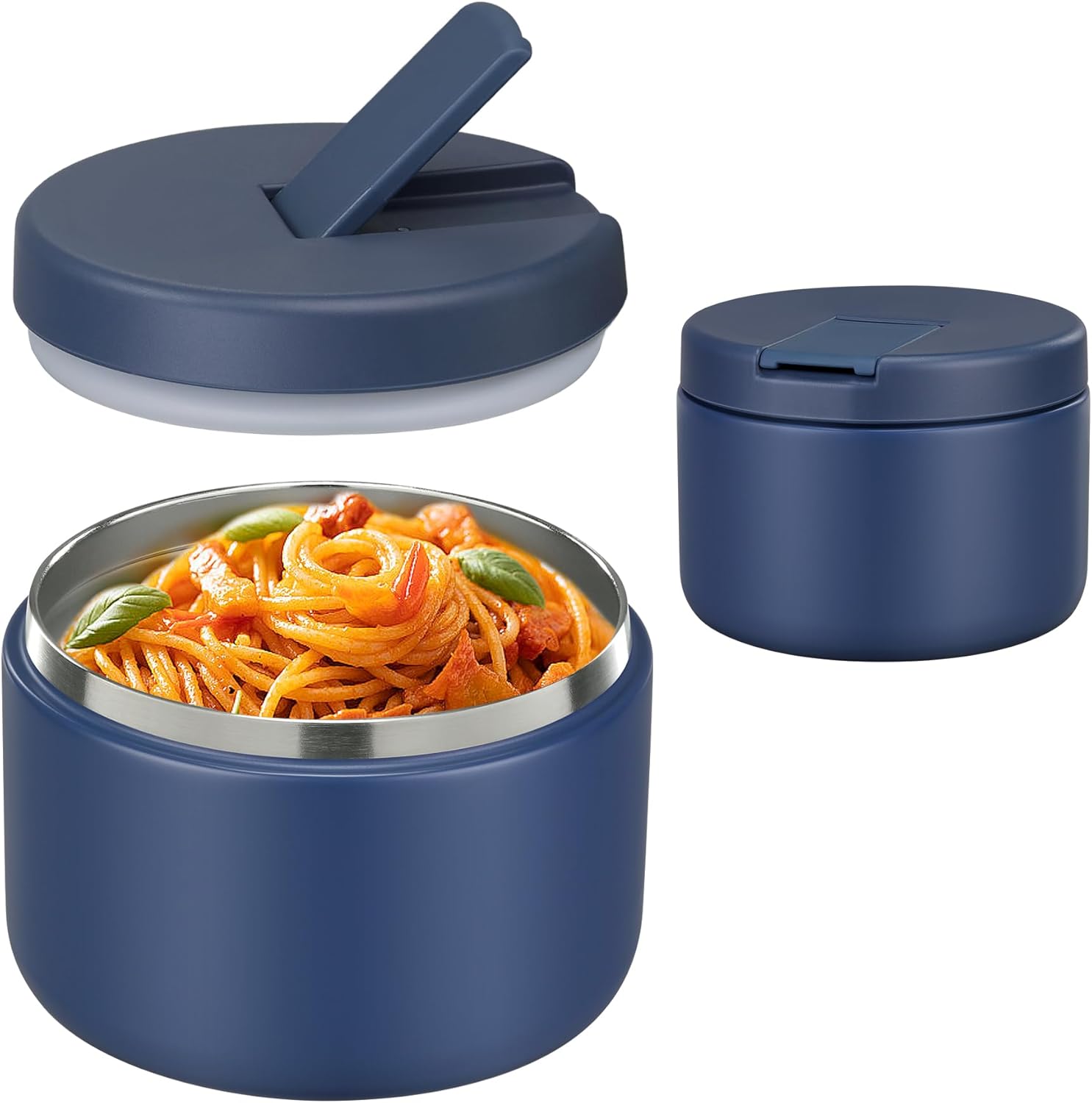 12oz Insulated Vacuum Food Jar with Buckle Lid Wide Mouth Soup Thermo for Hot Food Kids Leakproof Stainless Steel Lunch Container- Blue 1 Pack - Blissbrew