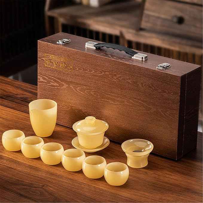 Glass Tea Gift Set, White Jade Gaiwan and Teacups-suit5