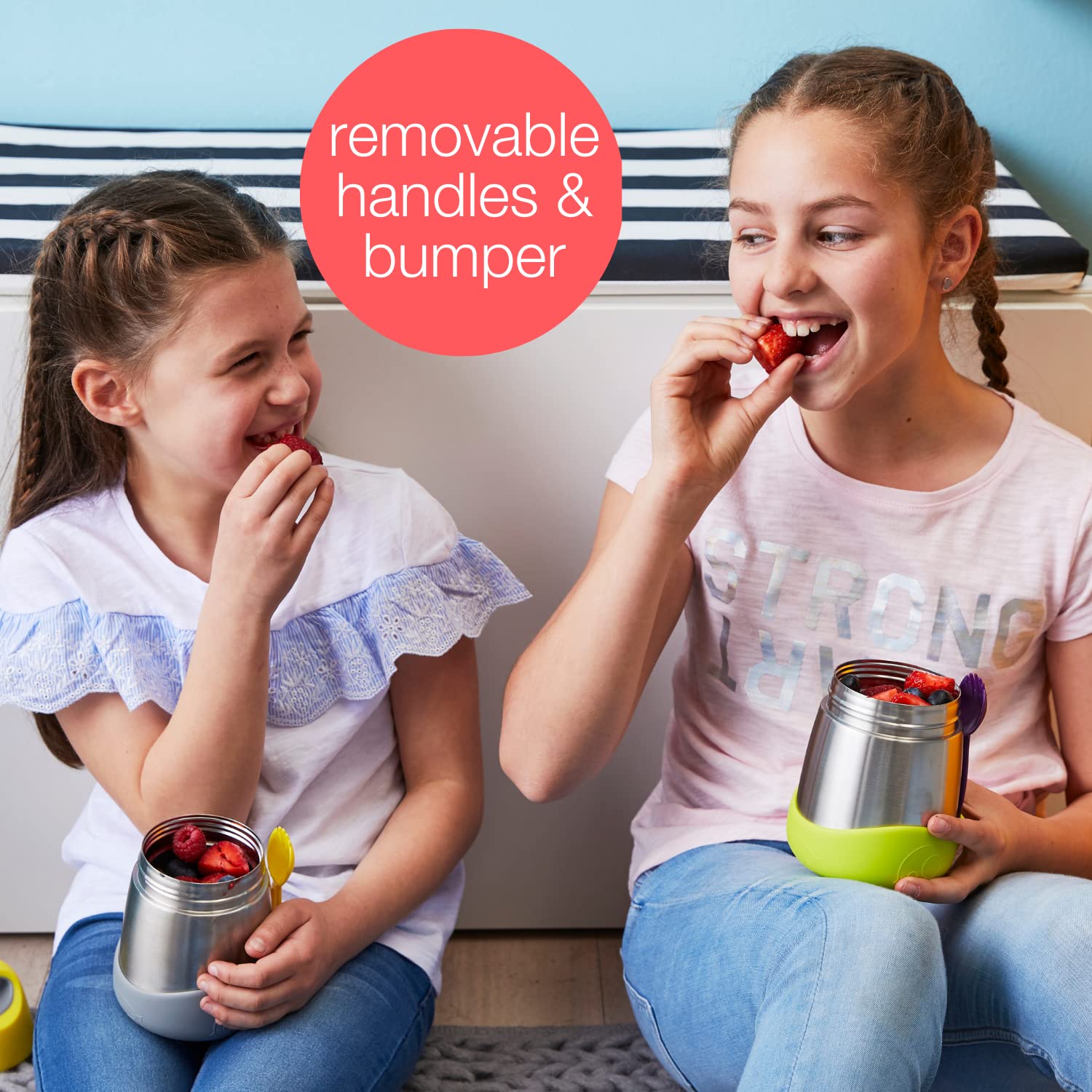 b.box Insulated Food Jar with Spork for Toddlers | Easy Open Container | Stainless Steel, 5hrs + of perfect temperatures | Dishwasher safe, BPA Free (Indigo Rose, 11 oz) - Blissbrew