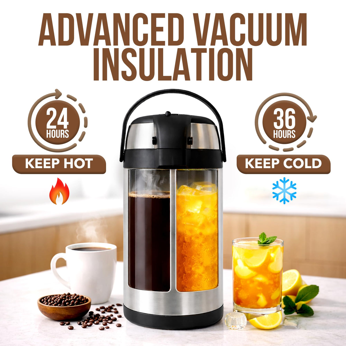 Vacuum insulated coffee carafe with non-slip base