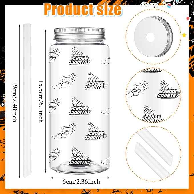 Vesici 24 Pcs Cross Country Running Tumbler Cups with Lids and Straws Cross Country Party Favor Gifts 14.2oz Plastic Cups Reusable Running Gifts for Marathon Runners Men Women Track and Field