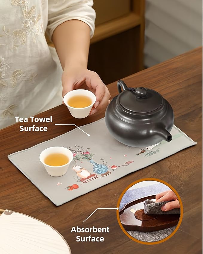 Yixing Clay Teapot 14oz,Chinese Large Capacity Zini Clay Tea Pot with TeaTowel for Loose Tea Handmade Gift,Black