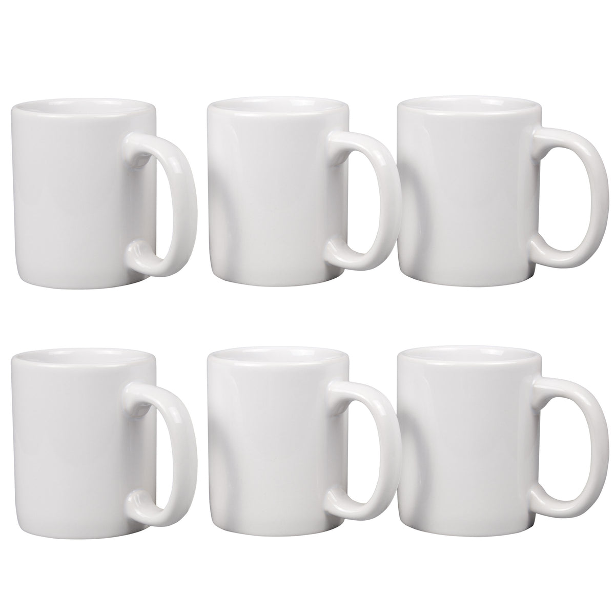 Set of 6 white ceramic coffee mugs