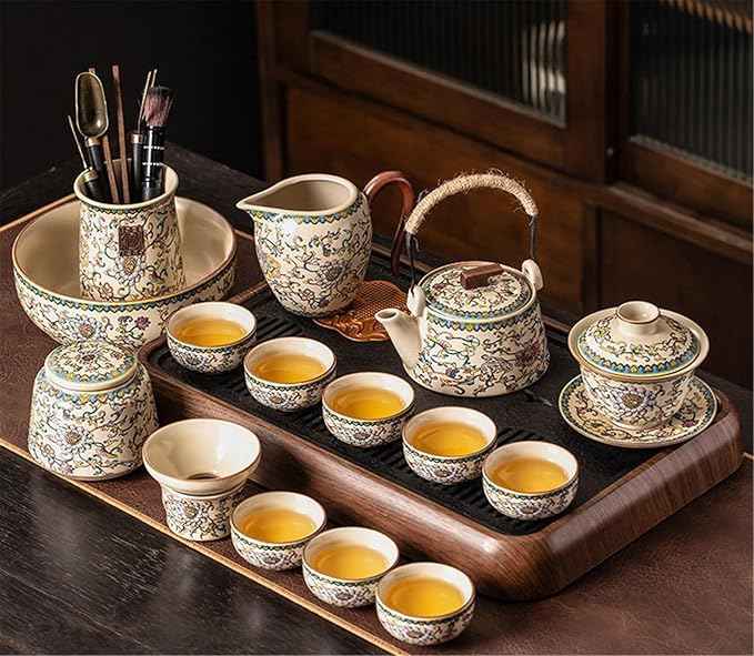 Ru Kiln Enamel Gongfu Tea Set, Gaiwan and Teacup Collection-suit24