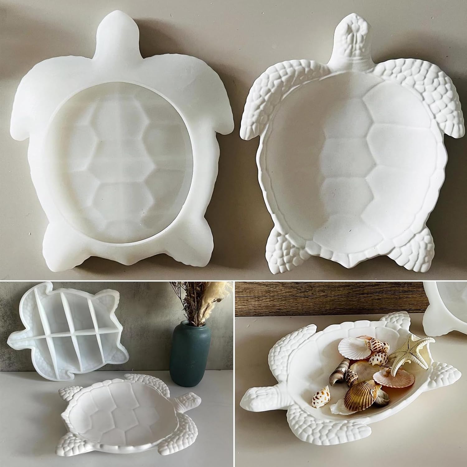 Wehous Texture Turtle Tray Resin Mold, Storage Tray Silicone Molds for Epoxy Resin, Creative Marine Animal Container Jewelry Holder Trinket Plate Mold Turtle Concrete Clay Craft Halloween Home Decor