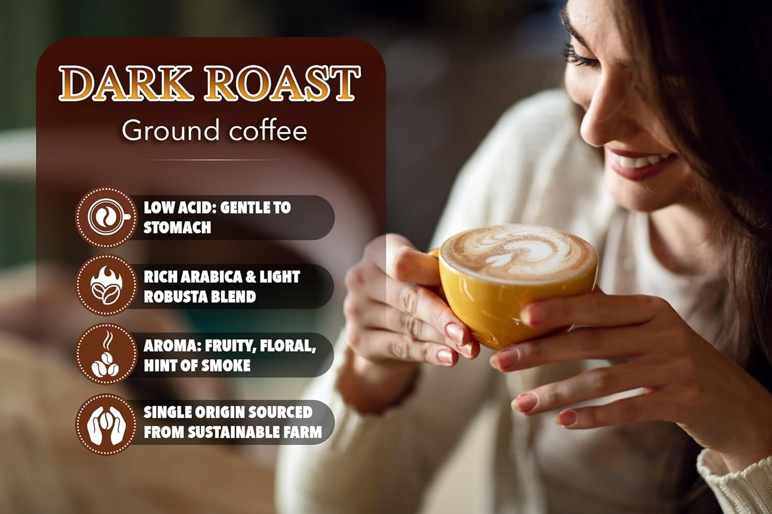 TARMO -BOOST UP | Low Acid ARABICA & ROBUSTA BLEND Ground Coffee | Specialty Vietnamese Coffee | Single Origin - Dark Roast | High Caffeine Coffee Ground | 12 Oz Bag
