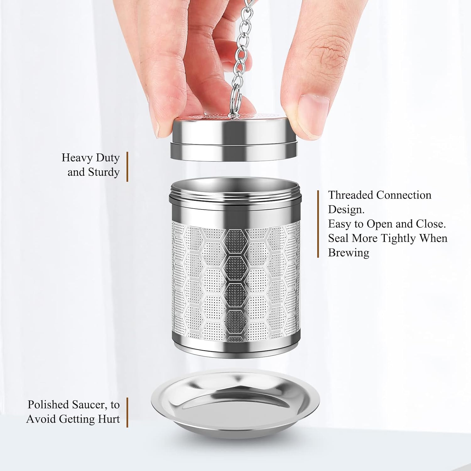 Tea Infusers for Loose Tea (1 Pack), 18/8 Stainless Steel Tea Strainer, Extra Fine Mesh Tea Diffuser for Brewing Tea, Spices & Seasoning