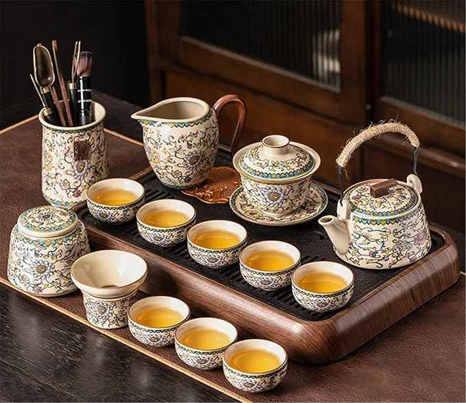 Ru Kiln Enamel Gongfu Tea Set, Gaiwan and Teacup Collection-suit22