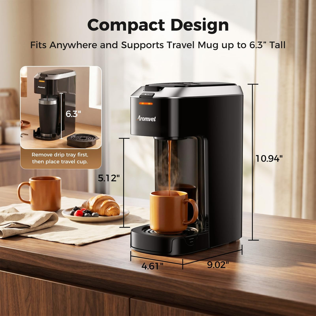 Single serve pod coffee maker front view