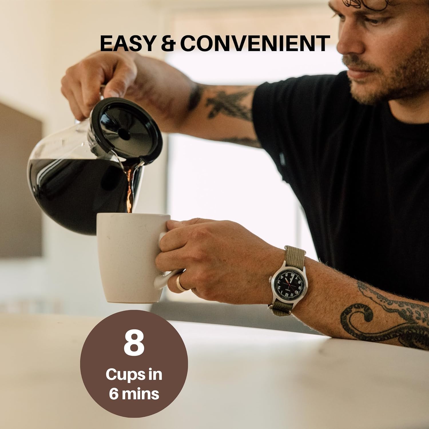 SimplyGoodCoffee Coffee Maker / Coffee Machine. 8 Cup Automatic Drip Pour Over Coffee Brewer. Easy To Use, Gold Cup Standard. Black/Stainless Steel - Blissbrew