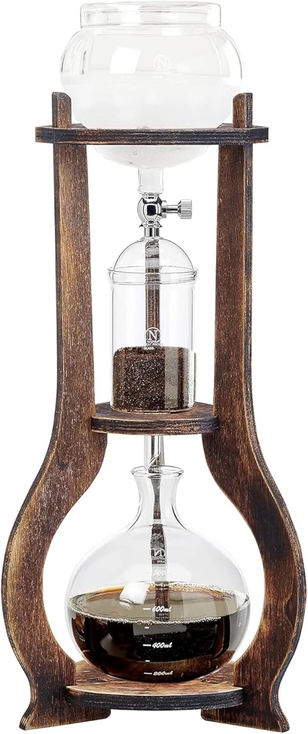 Nispira Iced Coffee Cold Brew Drip Tower Coffee Maker Wooden, 6-8 cup - Blissbrew