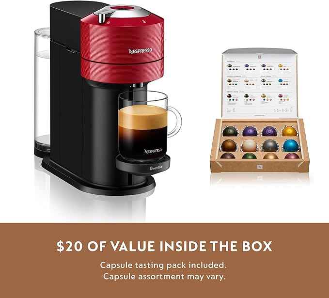 Nespresso Vertuo Next Coffee and Espresso Machine by Breville with Milk Frother, 1.1 liters, Cherry