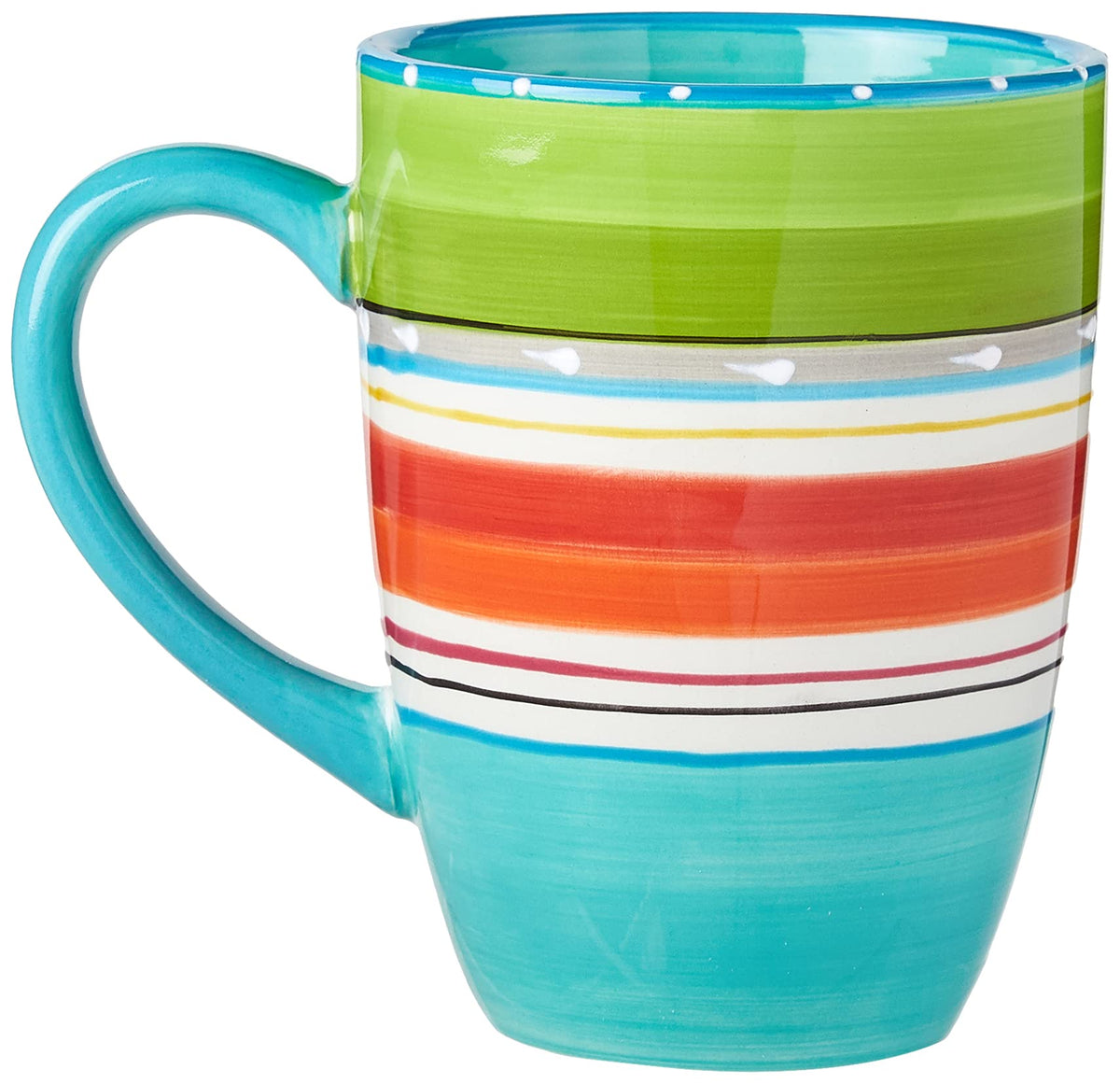 Hand-painted floral pattern on a stoneware mug
