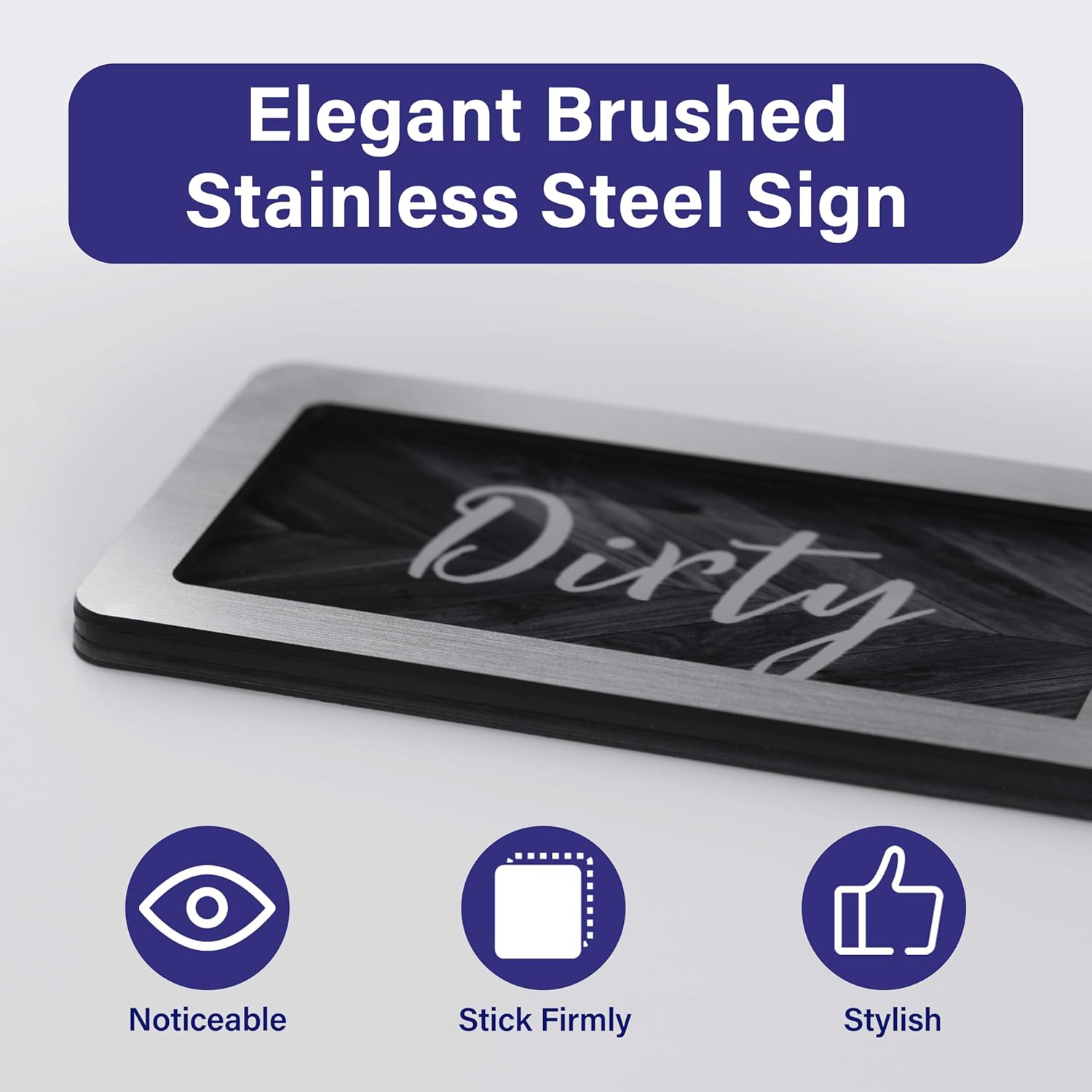 Dishwasher Clean Dirty Sign-Dishwasher Magnet Stainless Steel Clean Dirty Sign for Kitchen Organization Farmhouse Dishwasher Slide Indicator, Optional Adhesive Stickers - Blissbrew